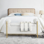 Banc de rangement en velours rembourré