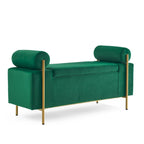 Banc de rangement en velours rembourré
