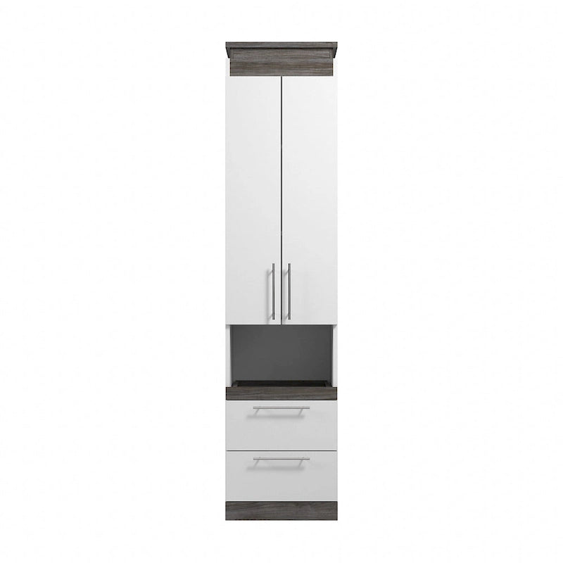 Meuble de rangement étroit avec tiroirs et tablette coulissante