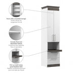 Meuble de rangement étroit avec tiroirs et tablette coulissante