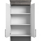 Meuble de rangement étroit avec tiroirs et tablette coulissante