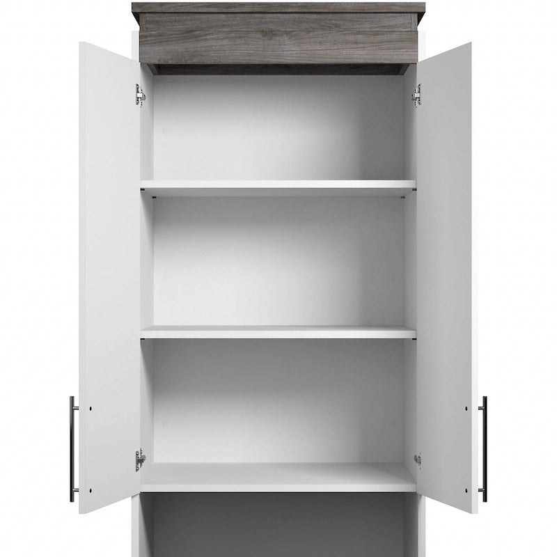 Meuble de rangement étroit avec tiroirs et tablette coulissante