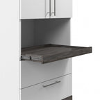 Meuble de rangement étroit avec tiroirs et tablette coulissante