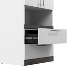 Meuble de rangement étroit avec tiroirs et tablette coulissante