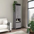 Meuble de rangement étroit avec tiroirs et tablette coulissante