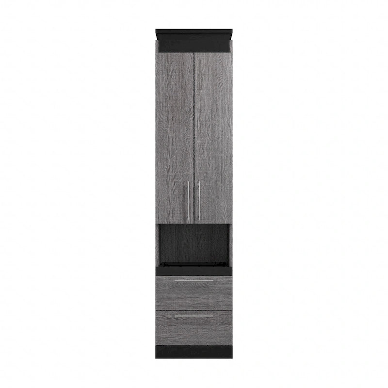 Meuble de rangement étroit avec tiroirs et tablette coulissante