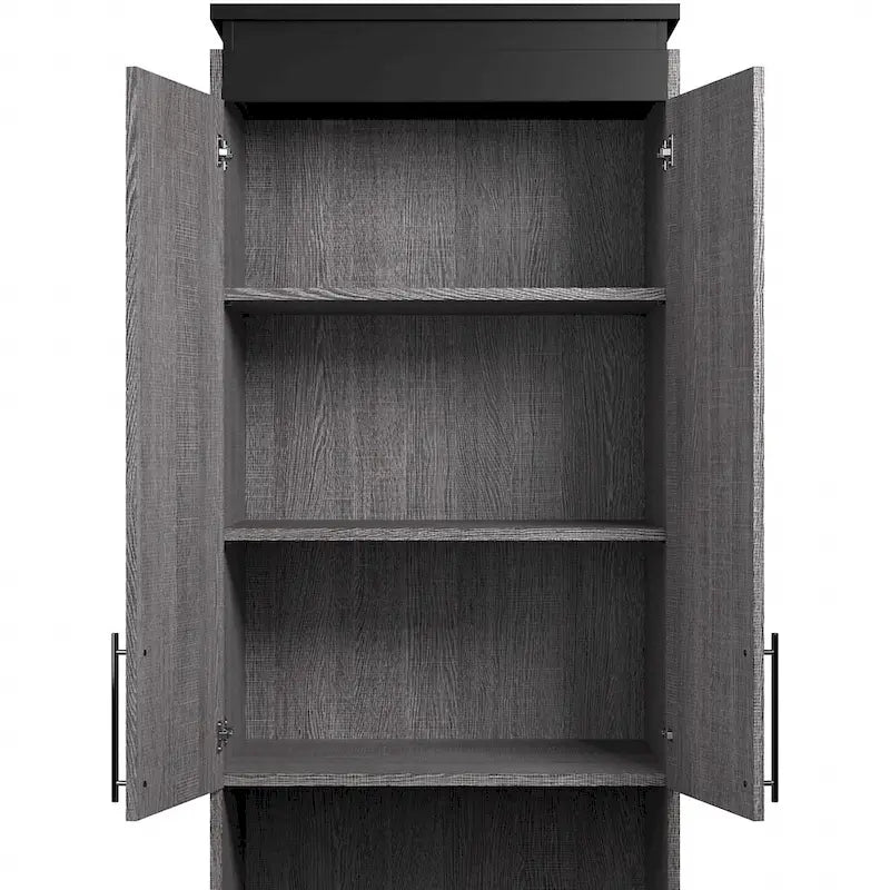 Meuble de rangement étroit avec tiroirs et tablette coulissante