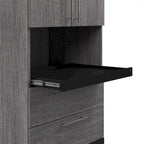 Meuble de rangement étroit avec tiroirs et tablette coulissante