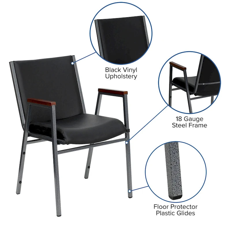 Chaise empilable robuste avec accoudoirs - 21P x 21L x 31H