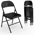 Lot de 4 chaises pliantes empilables portables en acier inoxydable, capacité 158 kg