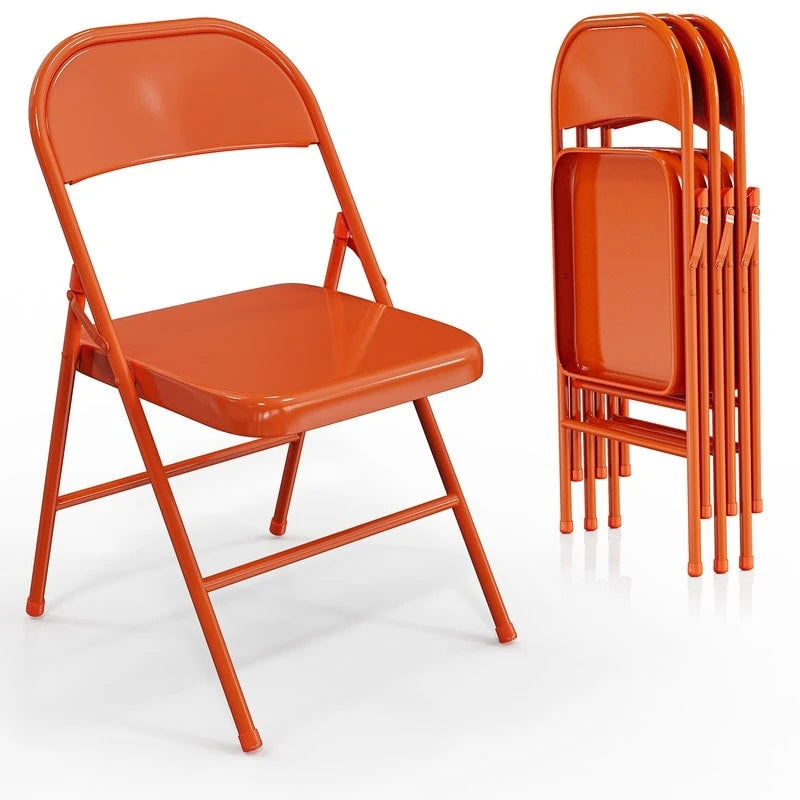 Lot de 4 chaises pliantes empilables portables en acier inoxydable, capacité 158 kg