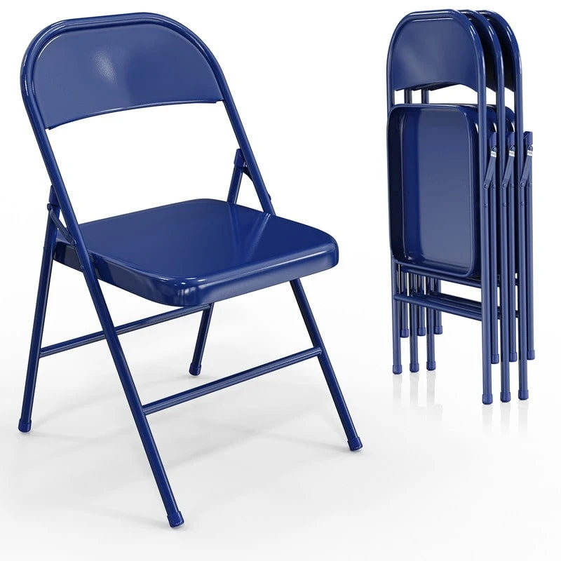 Lot de 4 chaises pliantes empilables portables en acier inoxydable, capacité 158 kg