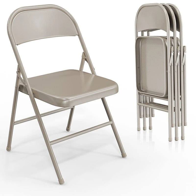 Lot de 4 chaises pliantes empilables portables en acier inoxydable, capacité 158 kg