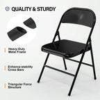 Lot de 4 chaises pliantes empilables portables en acier inoxydable, capacité 158 kg