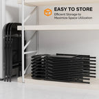 Lot de 4 chaises pliantes empilables portables en acier inoxydable, capacité 158 kg