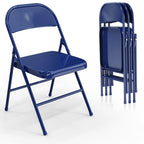 Lot de 4 chaises pliantes empilables portables en acier inoxydable, capacité 158 kg