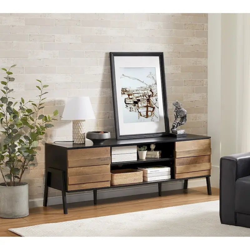 Mid-Century Modern TV Stand for up to 65 Flat Screen, Wood, 59