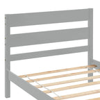 Lit en bois avec tête et pied de lit, taille jumeau