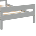 Lit en bois avec tête et pied de lit, taille jumeau