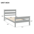 Lit en bois avec tête et pied de lit, taille jumeau