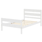 Lit en bois avec tête et pied de lit, taille jumeau