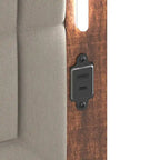 Cadre de lit Queen Size avec tête de lit rembourrée, avec station de recharge et lumières LED, lattes en bois, aucun sommier tapissier requis