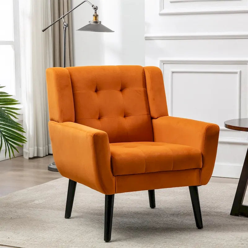 Fauteuil d'appoint en velours, chaises de salon modernes avec dossier ergonomique