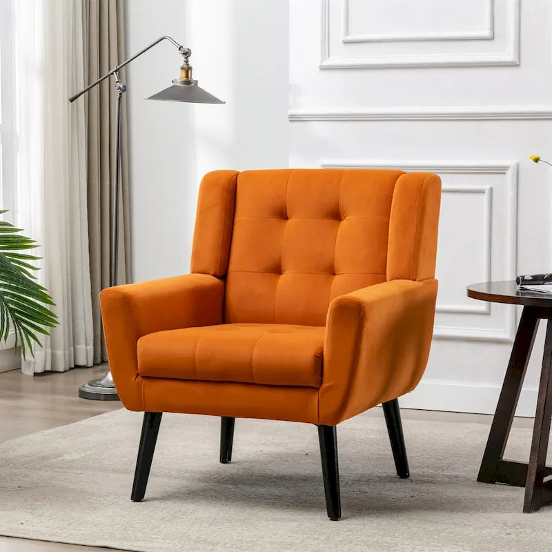 Fauteuil d'appoint en velours, chaises de salon modernes avec dossier ergonomique