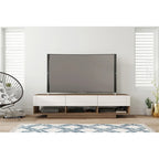 Meuble TV rustique de 183 cm avec 3 tiroirs et rangements ouverts