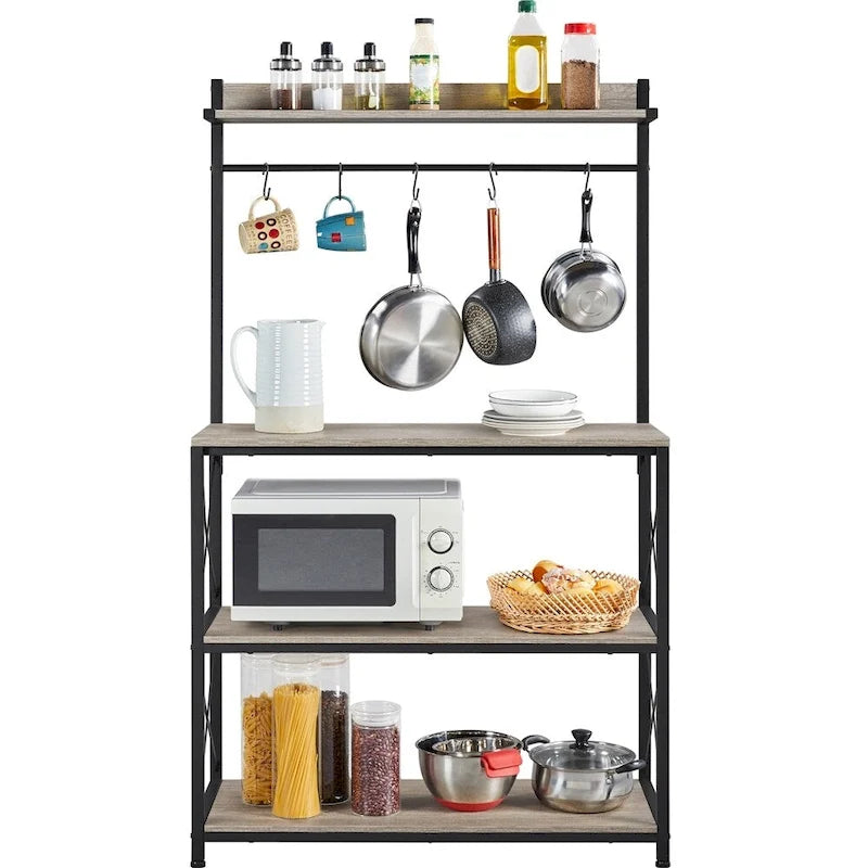 Étagère de cuisine à 4 niveaux avec support micro-ondes et étagères de rangement