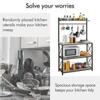 Étagère de cuisine à 4 niveaux avec support micro-ondes et étagères de rangement