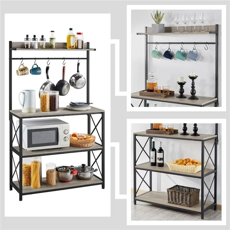 Étagère de cuisine à 4 niveaux avec support micro-ondes et étagères de rangement