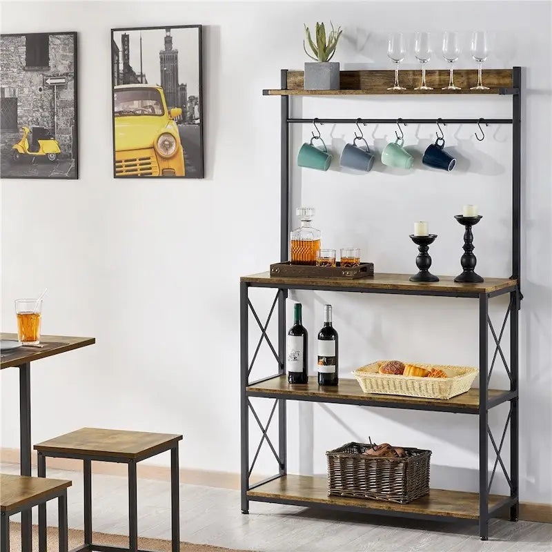 Étagère de cuisine à 4 niveaux avec support micro-ondes et étagères de rangement