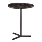 Carter Oval Teardrop Modern Raised Lip Edge Couch-Side Accent C-Table with Crossed Y-Shape Metal Pedestal Leg