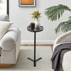 Table d'appoint ovale en forme de larme avec bord surélevé et piétement en métal en Y