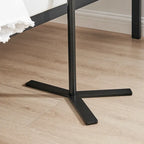 Table d'appoint ovale en forme de larme avec bord surélevé et piétement en métal en Y