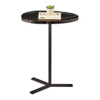 Table d'appoint ovale en forme de larme avec bord surélevé et piétement en métal en Y