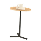 Table d'appoint ovale en forme de larme avec bord surélevé et piétement en métal en Y