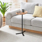 Table d'appoint ovale en forme de larme avec bord surélevé et piétement en métal en Y