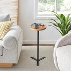 Table d'appoint ovale en forme de larme avec bord surélevé et piétement en métal en Y