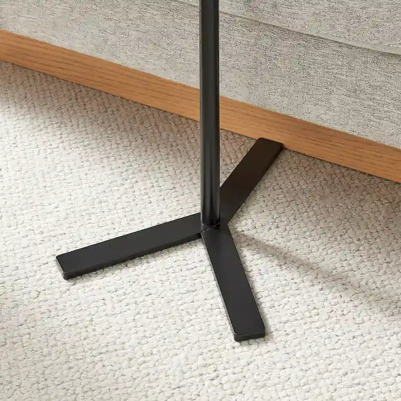 Table d'appoint ovale en forme de larme avec bord surélevé et piétement en métal en Y
