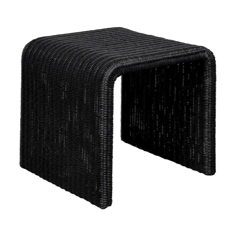 Table d'appoint carrée en rotin tressé noir Woods