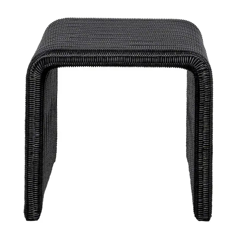 Table d'appoint carrée en rotin tressé noir Woods