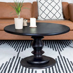 Table basse sur pied ronde en bois massif - Moderne du milieu du siècle, 34" de diamètre