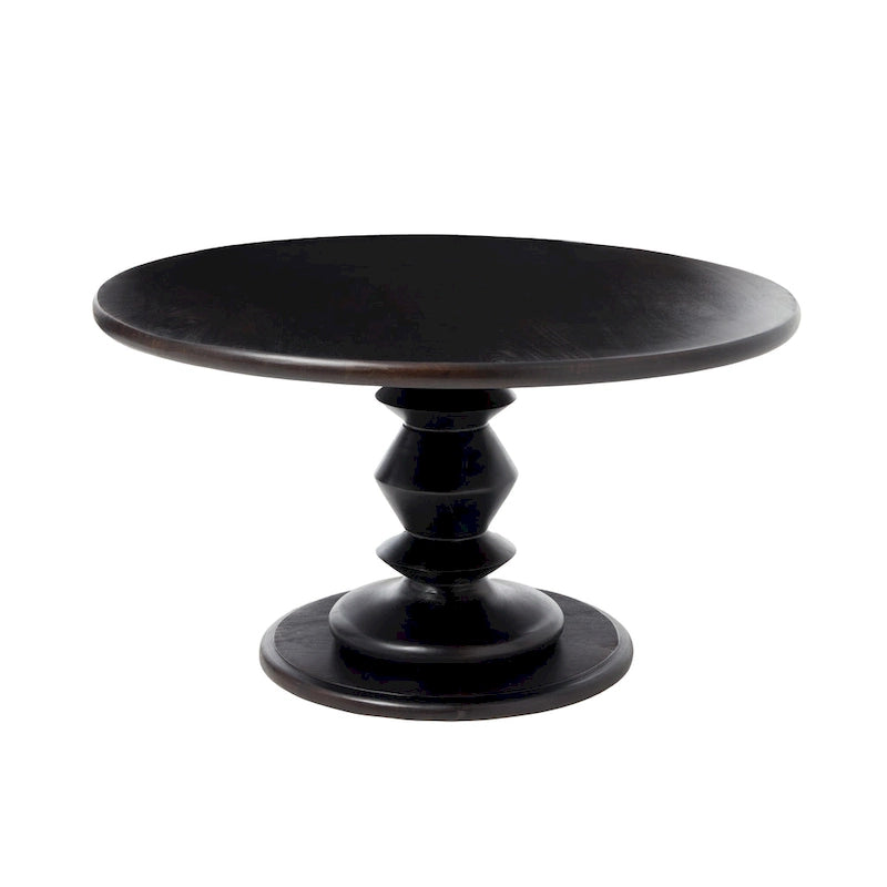 Table basse sur pied ronde en bois massif - Moderne du milieu du siècle, 34" de diamètre