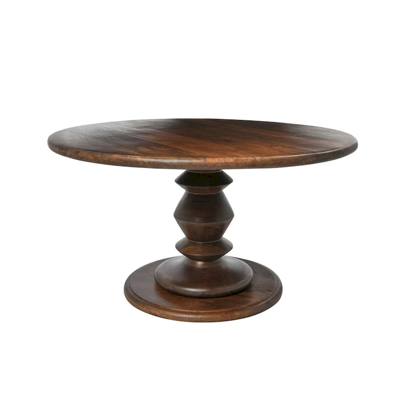 Table basse sur pied ronde en bois massif - Moderne du milieu du siècle, 34" de diamètre