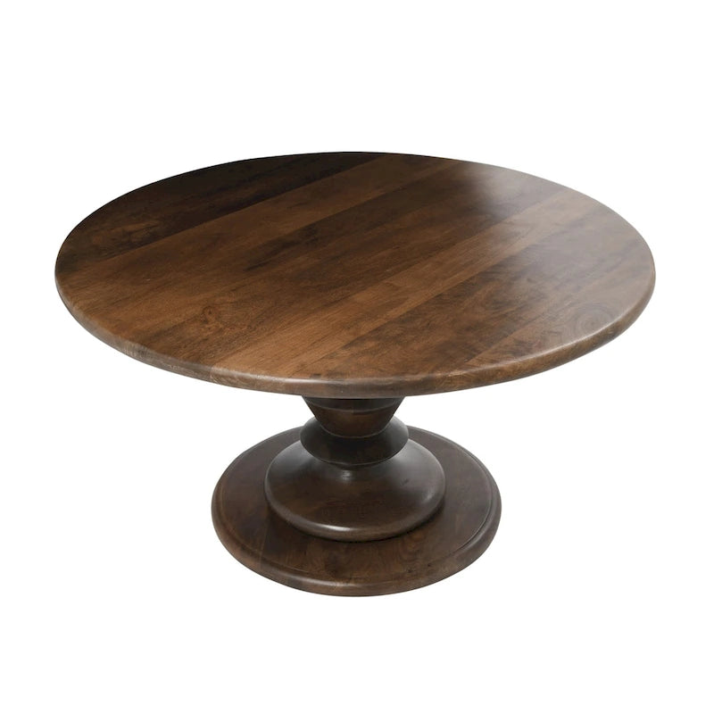 Table basse sur pied ronde en bois massif - Moderne du milieu du siècle, 34" de diamètre