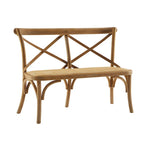 Banc de salle à manger avec dossier croisé en rotin courbé brun antique - Entièrement assemblé