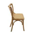 Banc de salle à manger avec dossier croisé en rotin courbé brun antique - Entièrement assemblé