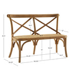 Banc de salle à manger avec dossier croisé en rotin courbé brun antique - Entièrement assemblé